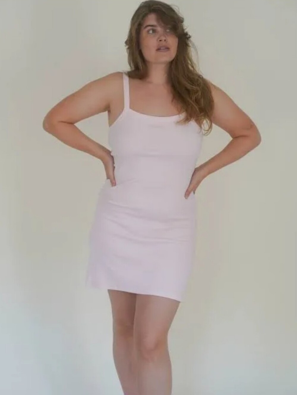 Djerf Avenue Daily Tank Dress Ribbed Baby Pink Medium NWT